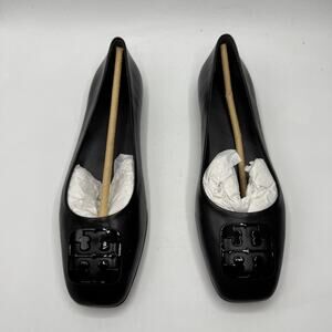 Tory Burch Calf Leather Georgia Ballet Flat Paris Goat Perfect Black Size 7 New